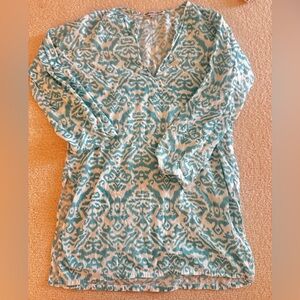 Blue and White Patterned Ikat Tunic